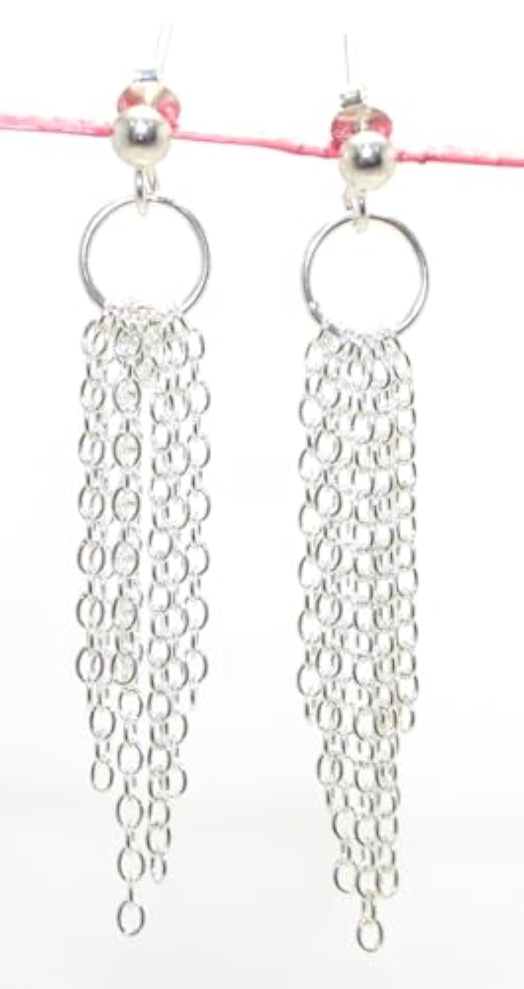 Designer 925 Sterling Silver Link Design Dangle Earrings